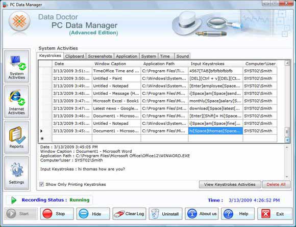 Screenshot of Remote Computer Spy Software