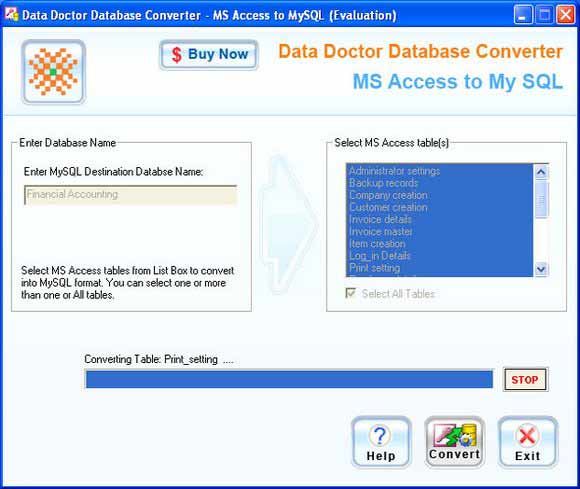 Screenshot of Convert MS Access To MySql Database