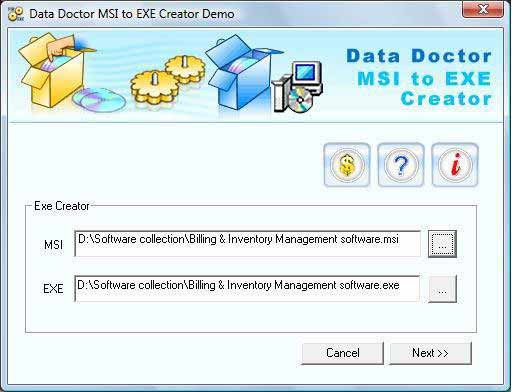 Screenshot of MSI To EXE Installation Package Creator