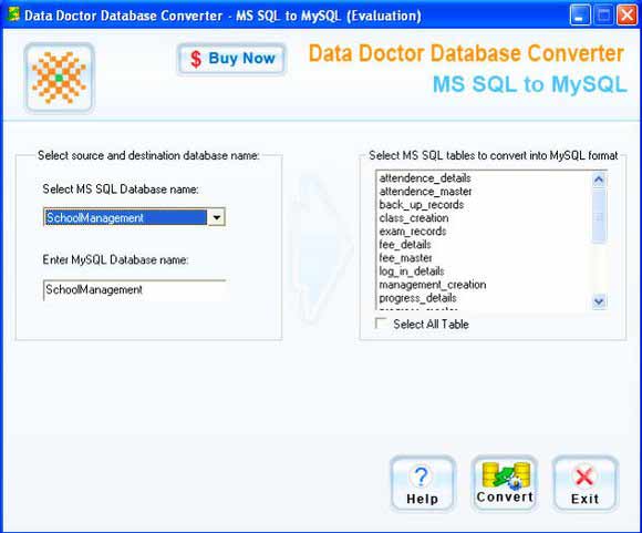 Software migrate entire or selected MSSQL table records to MySQL database