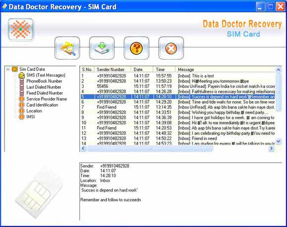 Screenshot of Mobile Simcard Recovery Software