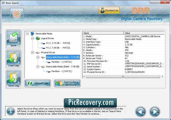 Screenshot of Digital Camera Recovery