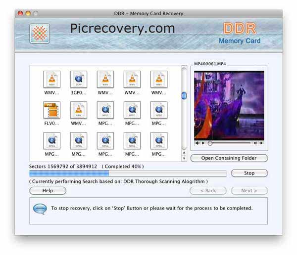 Screenshot of Mac Memory Card Recovery