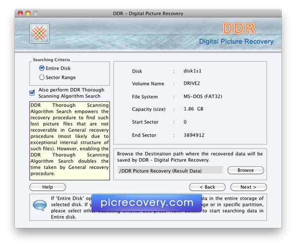 Screenshot of Mac Pictures Recovery Software 5.3.1.2