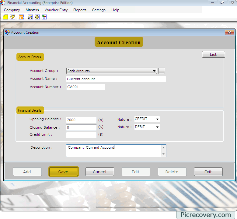 Accounting Management Software (Enterprise  Edition) Screenshots