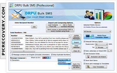 Screenshot - Bulk SMS Software Professional