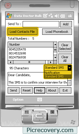Bulk SMS Software for Pocket PC Screenshots