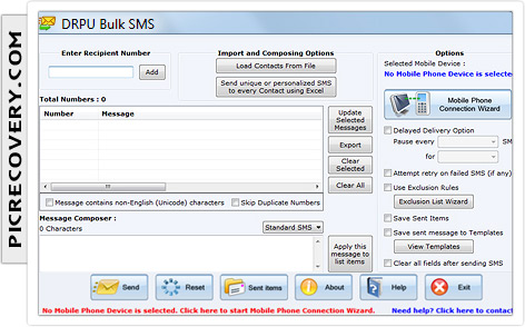 Screenshot - Bulk SMS Messaging Software for GSM mobile phones