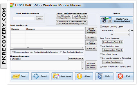 Screenshot - Bulk SMS Messaging Software for Windows based mobile phones