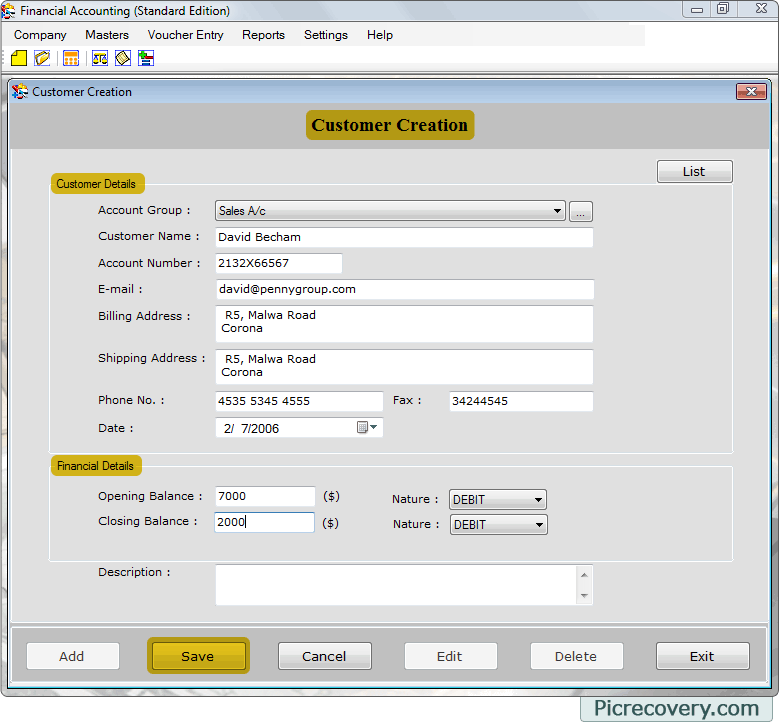 Accounting Management Software (Standard Edition) Screenshots
