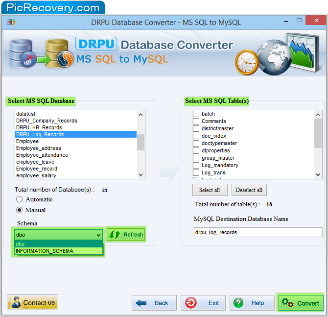 DRPU MS SQL to MySQL database converter