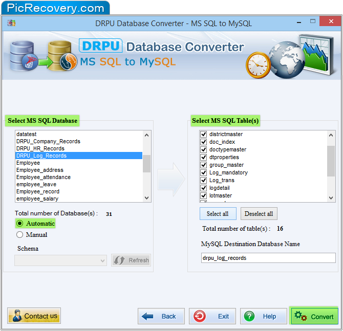 Convert database