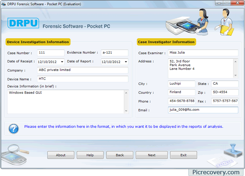 Pocket PC Forensic Tool Screenshots