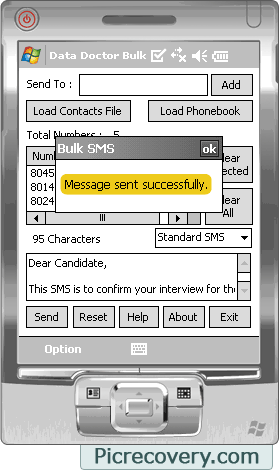 Bulk SMS Software for Pocket PC Screenshots