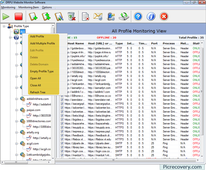 Website Monitoring Tool Screenshots